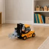 LEAN TOYS veicolo da cantiere carrello elevatore con pinza regolabile, luci e suoni, giallo, 1:43