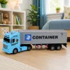 LEAN TOYS camion container con porte apribili, luce e suono – blu, 54 cm