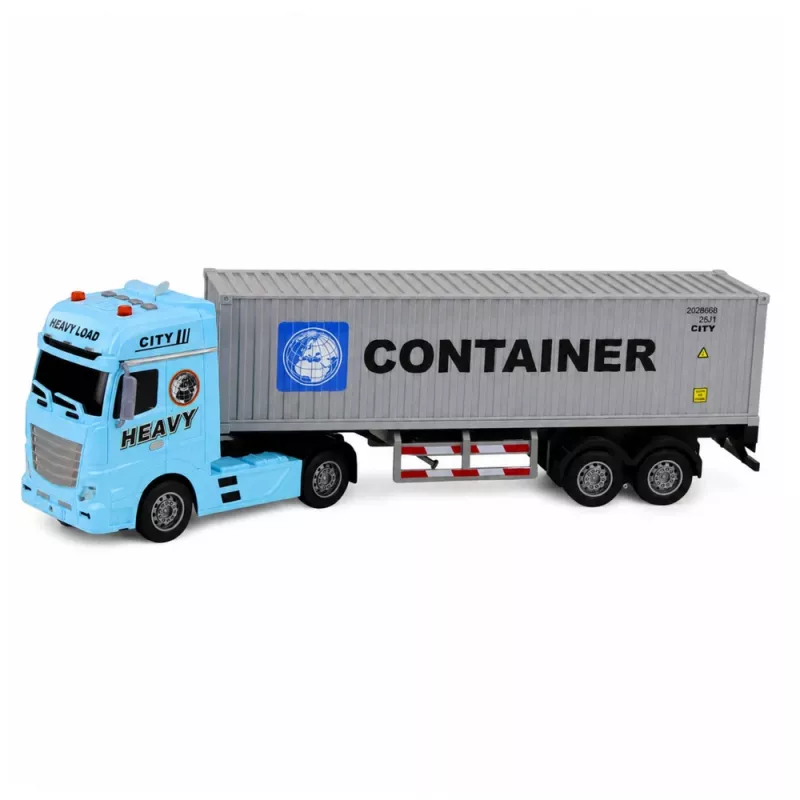 LEAN TOYS camion container con porte apribili, luce e suono – blu, 54 cm