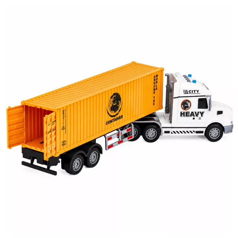 LEAN TOYS camion portacontainer con porte apribili, luci e suoni, giallo, 54 cm