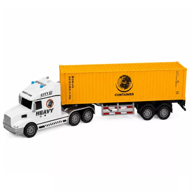 LEAN TOYS camion portacontainer con porte apribili, luci e suoni, giallo, 54 cm