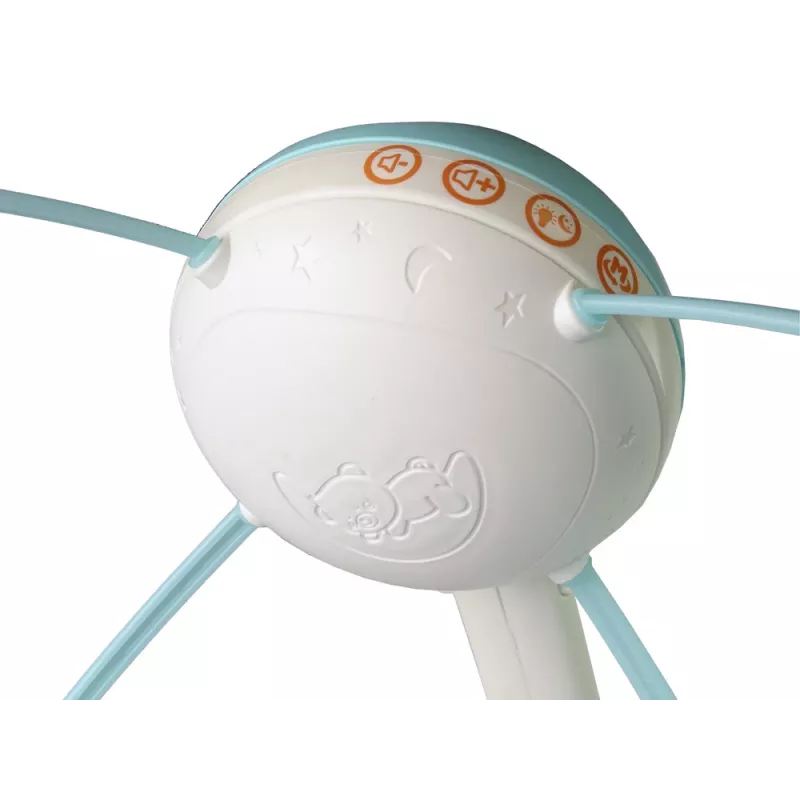 LEAN TOYS Giostrina da letto proiettore Pilot melodie versi di animali blu
