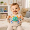 LEAN TOYS giocattolo sensoriale granchio per neonati sonaglio dentaruolo blu