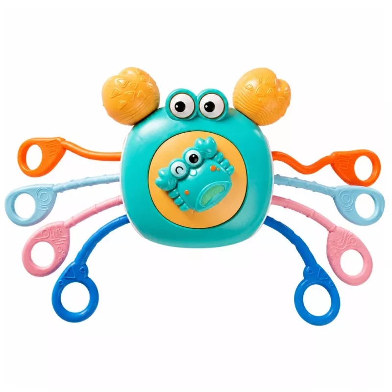LEAN TOYS giocattolo sensoriale granchio per neonati sonaglio dentaruolo blu