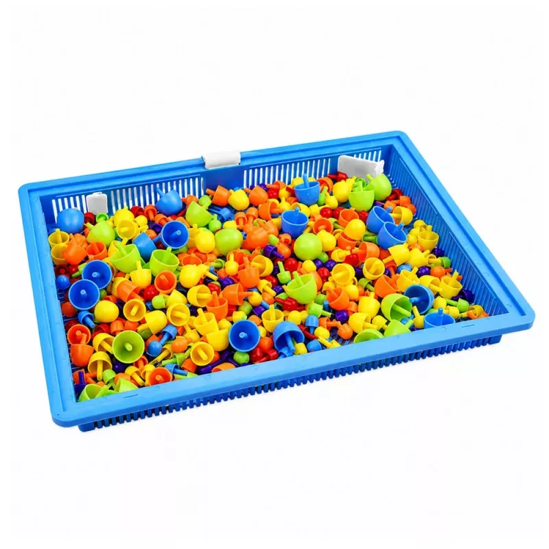 Set creativo LEAN TOYS puzzle a mosaico con bottoni e spilline a forma di fungo in valigetta 300 pezzi