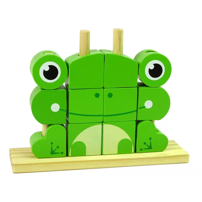 LEAN TOYS Mattoncini in legno creativi spaziali puzzle 3D rana