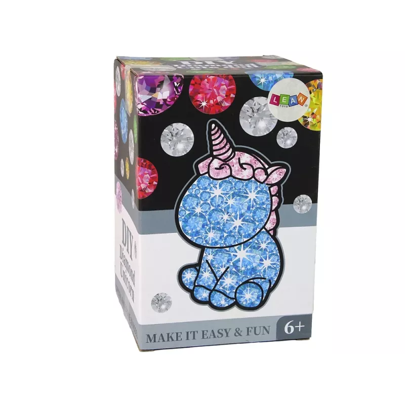 LEAN TOYS Kit unicorno creativo fai da te diamanti cristalli blu