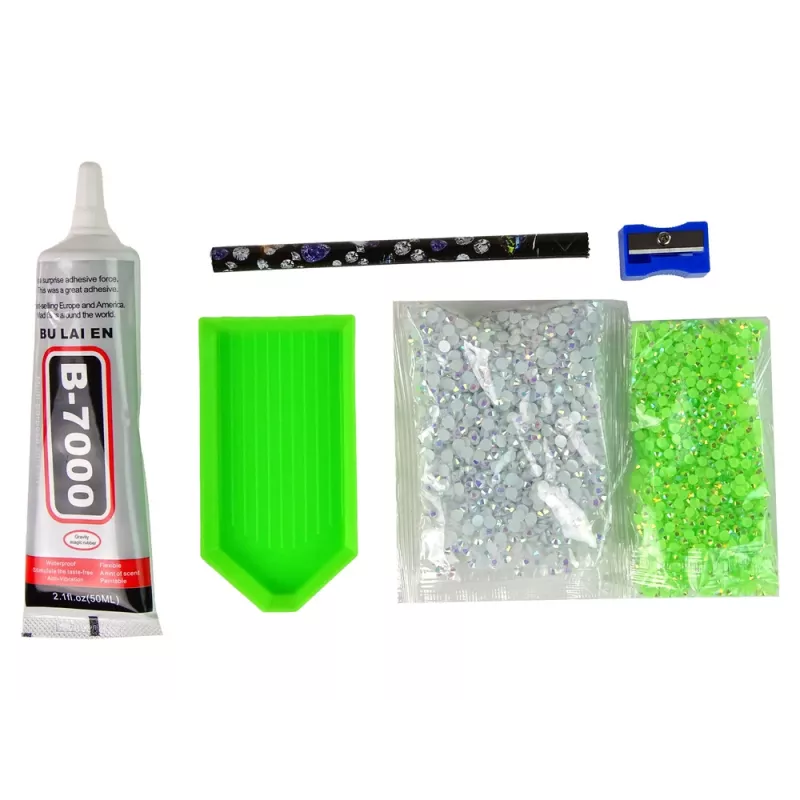 LEAN TOYS Kit unicorno creativo fai da te diamanti cristalli verde