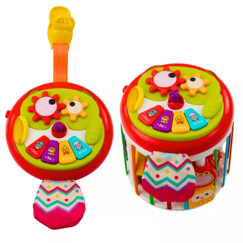 LEAN TOYS Cubo sensoriale cilindro Gioco interattivo di incastro con luce e suono - multicolore (22659)