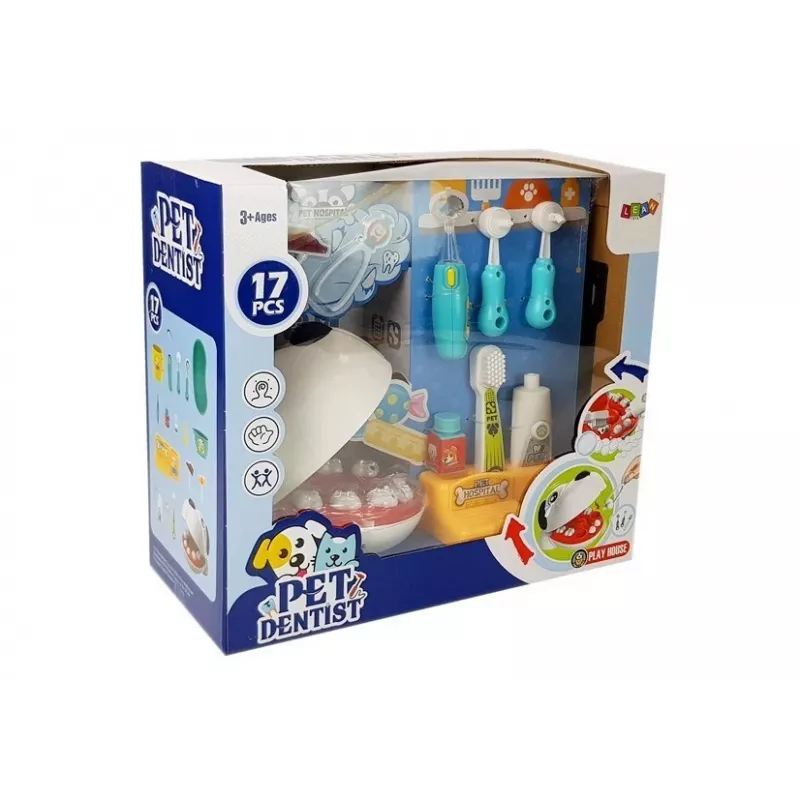 LEAN TOYS Set dentista per cani, piccola valigetta del dottore. Spazzolino. Dentifricio a pressione.