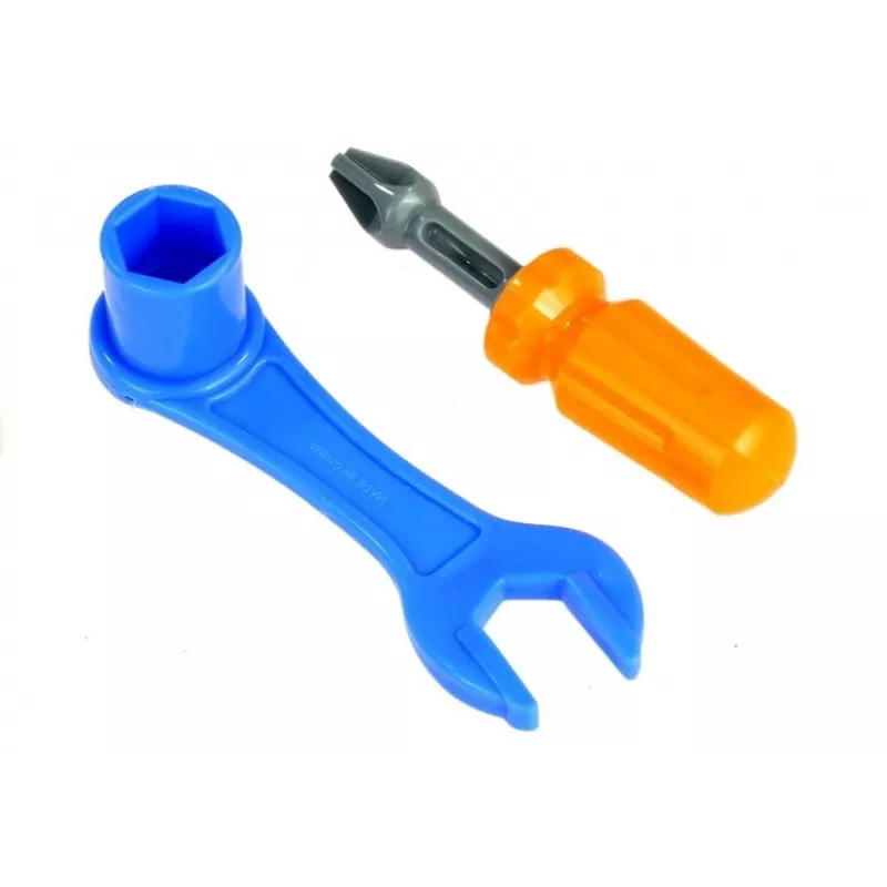 LEAN TOYS Treno smontabile con utensili da lavoro e figure