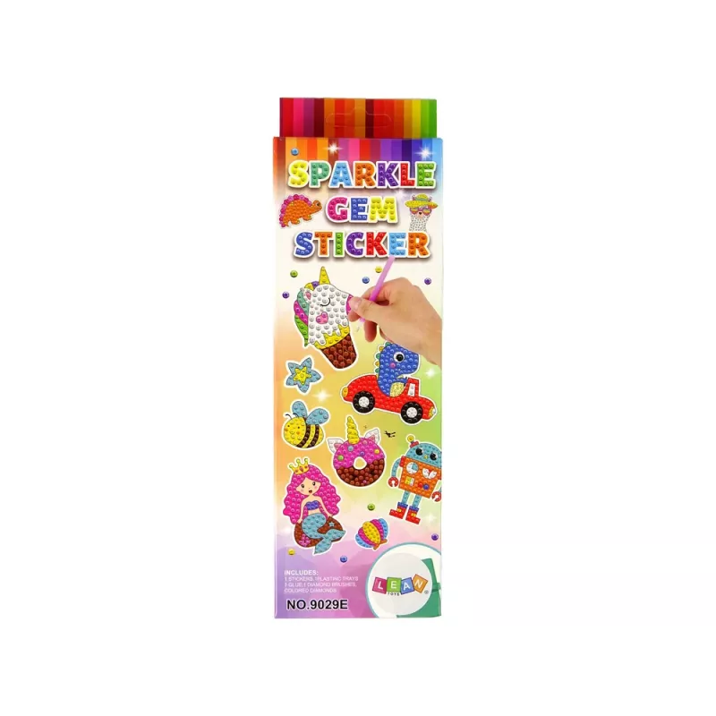 LEAN TOYS set adesivi ricamo diamanti animali giardino arcobaleno mosaico