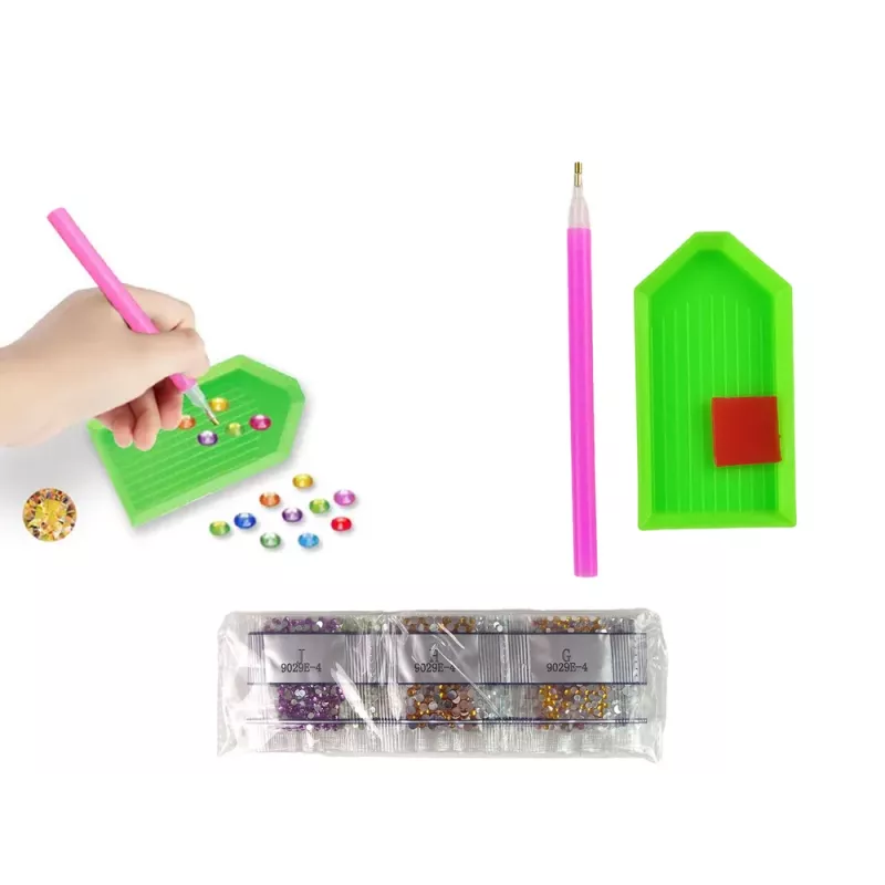 LEAN TOYS set adesivi ricamo diamanti animali giardino arcobaleno mosaico