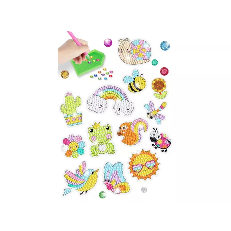 LEAN TOYS set adesivi ricamo diamanti animali giardino arcobaleno mosaico