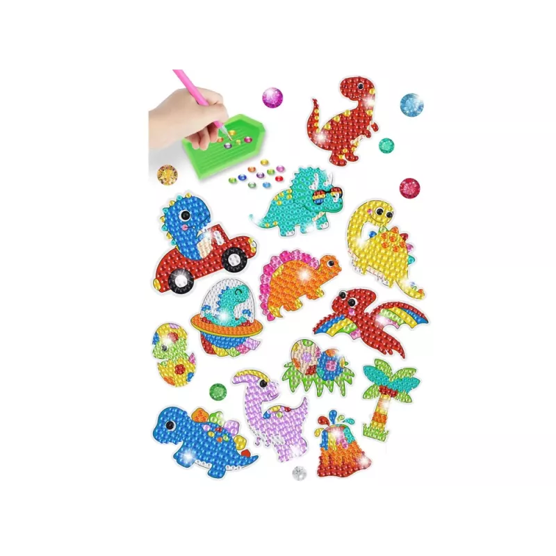 LEAN TOYS set adesivi ricamo diamanti dinosauri mosaico