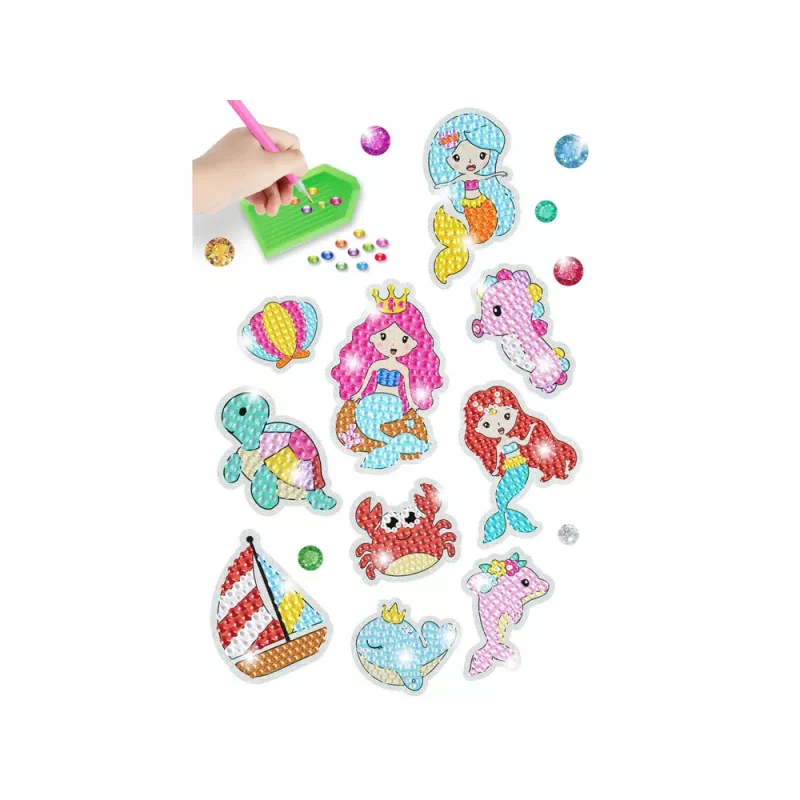 LEAN TOYS set adesivi ricamo diamanti animali mondo marino mosaico