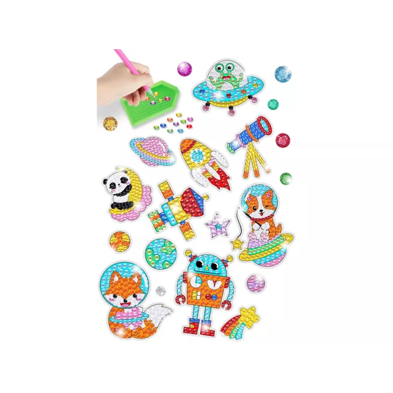 LEAN TOYS set adesivi ricamo diamanti spazio astronauta mosaico