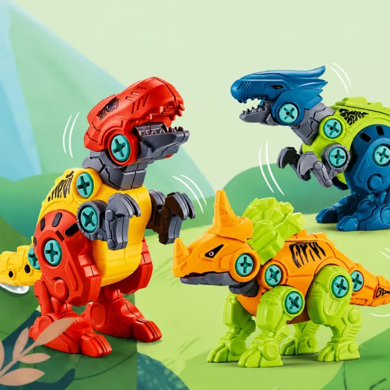 LEAN TOYS dinosauri mattoncini set con cacciavite 4-in-1