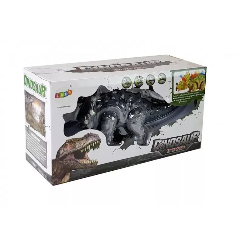 LEAN TOYS Dinosauro a batteria Triceratops grigio