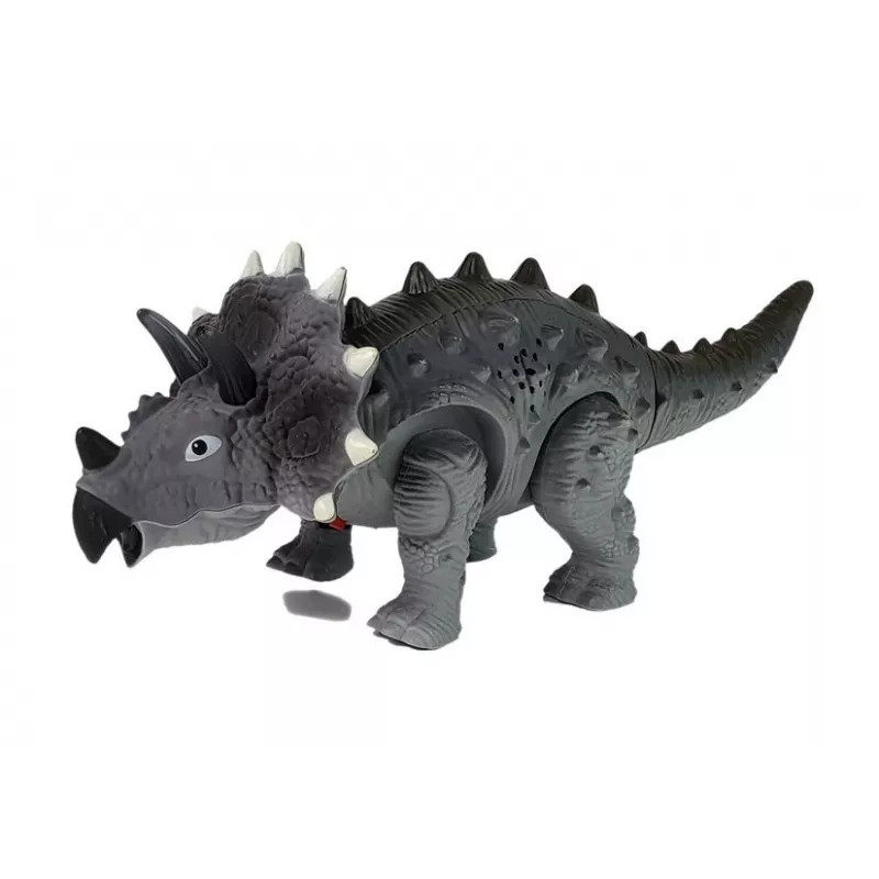 LEAN TOYS Dinosauro a batteria Triceratops grigio