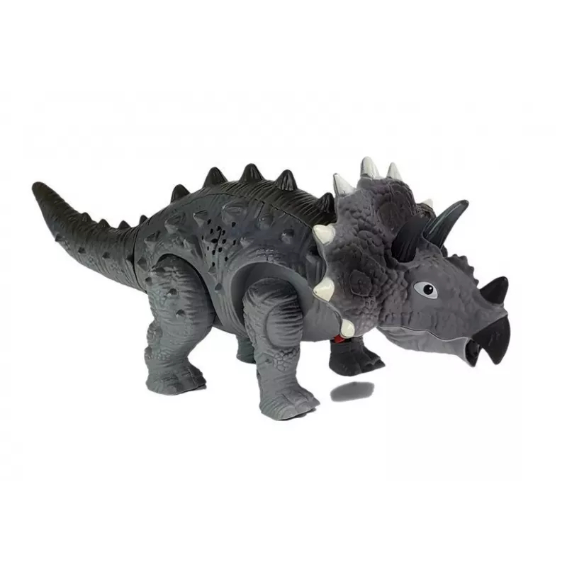 LEAN TOYS Dinosauro a batteria Triceratops grigio