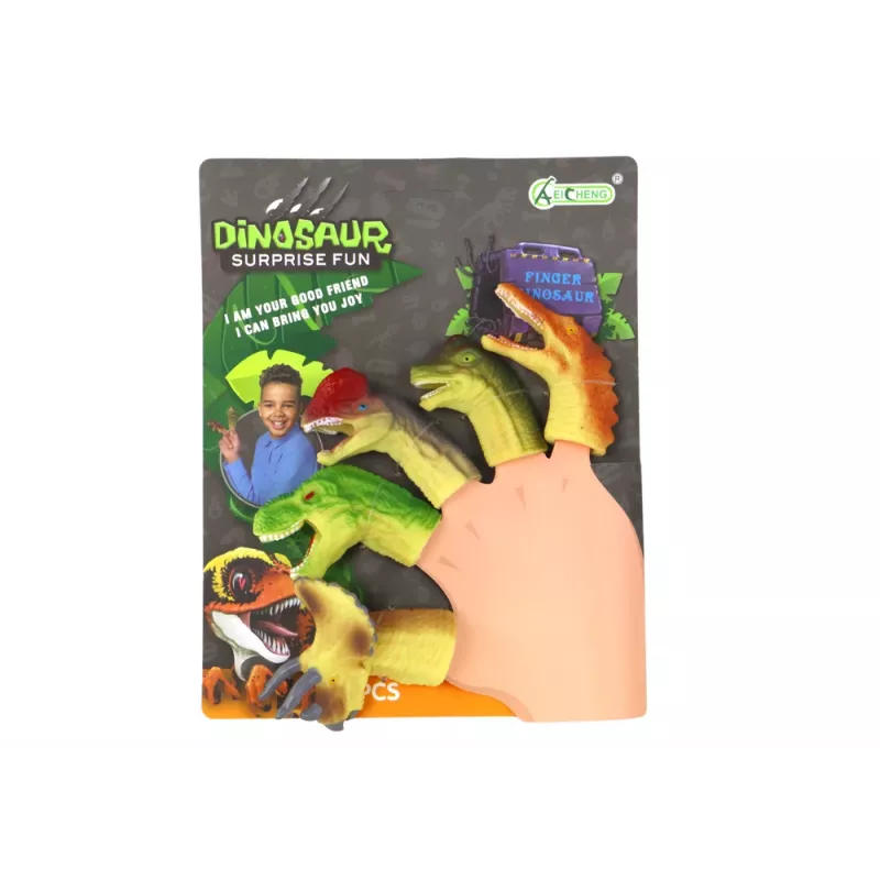 LEAN TOYS Dinosauri Marionette da dito sensoriali in gomma