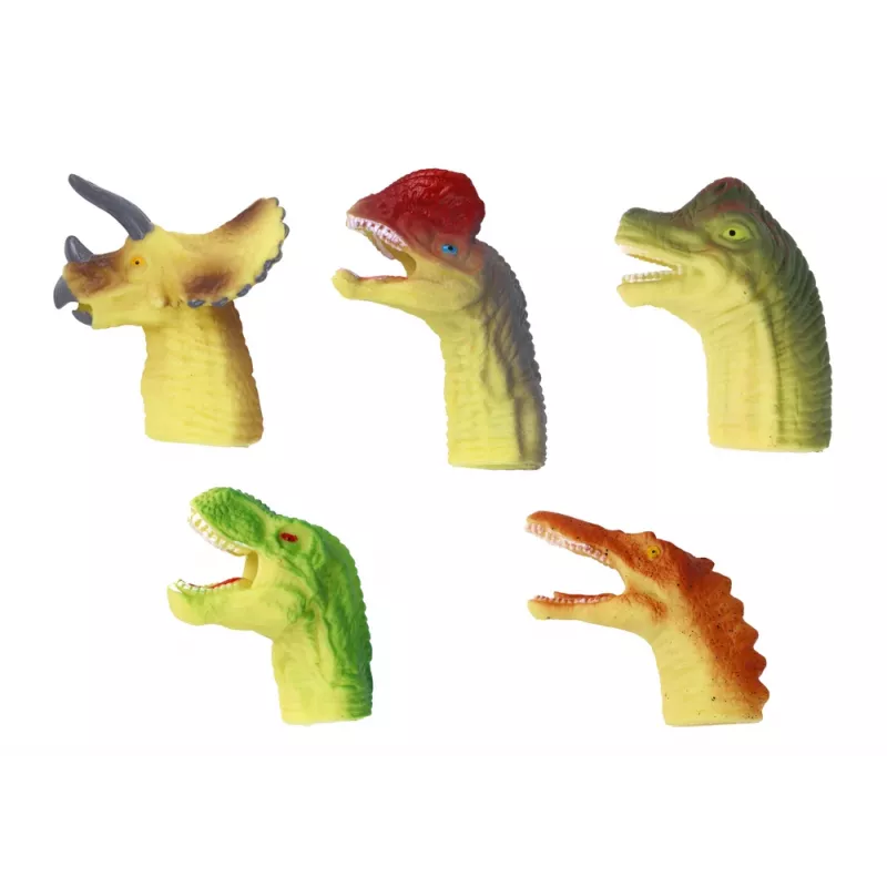 LEAN TOYS Dinosauri Marionette da dito sensoriali in gomma