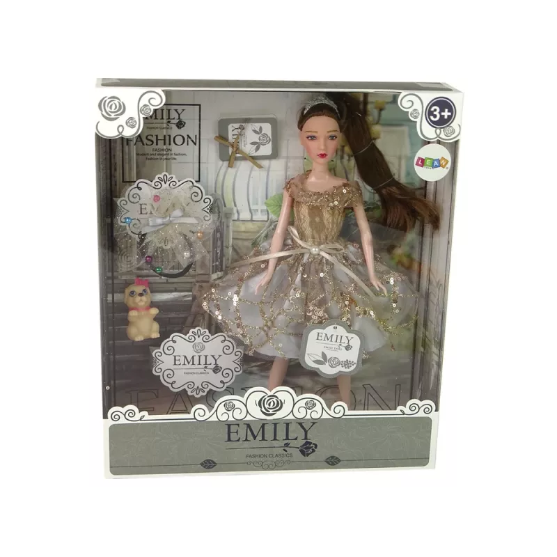 LEAN TOYS bambola per bambini Emily con cane a pelo lungo