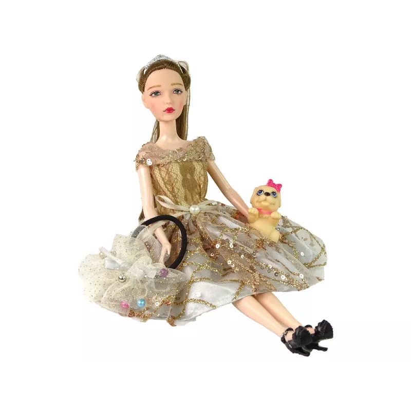 LEAN TOYS bambola per bambini Emily con cane a pelo lungo