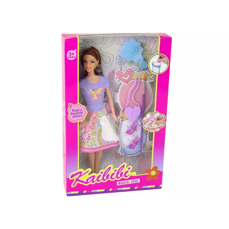 LEAN TOYS Bambola con capelli lunghi e vestito da pittura