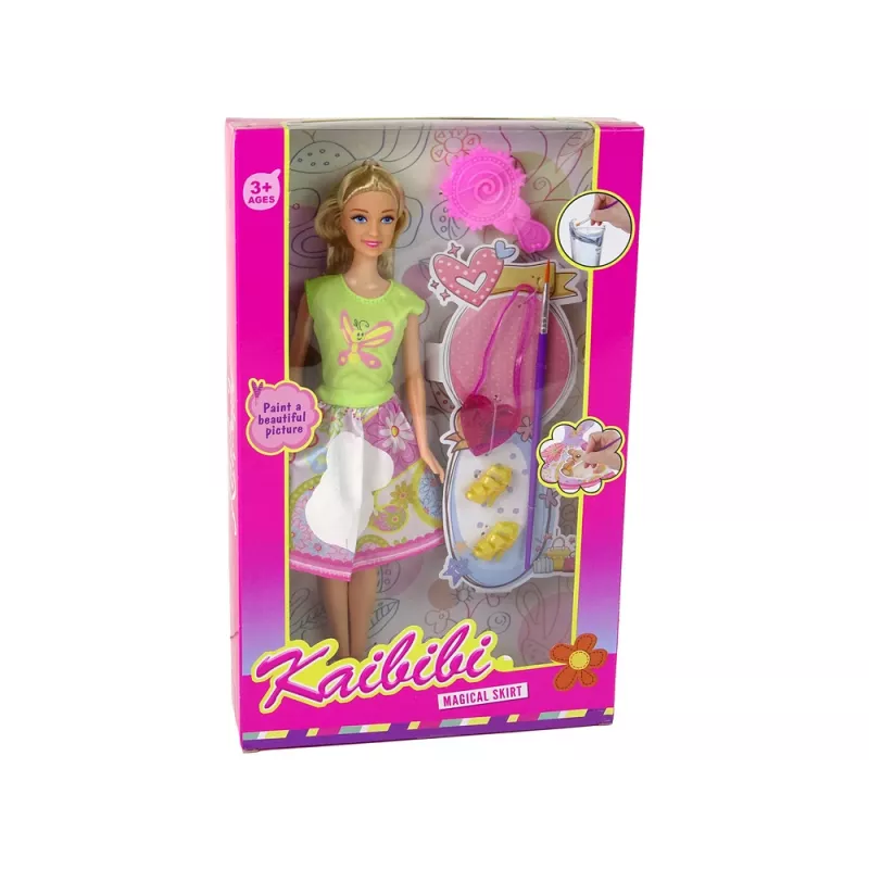 LEAN TOYS Bambola con capelli lunghi e vestito da pittura