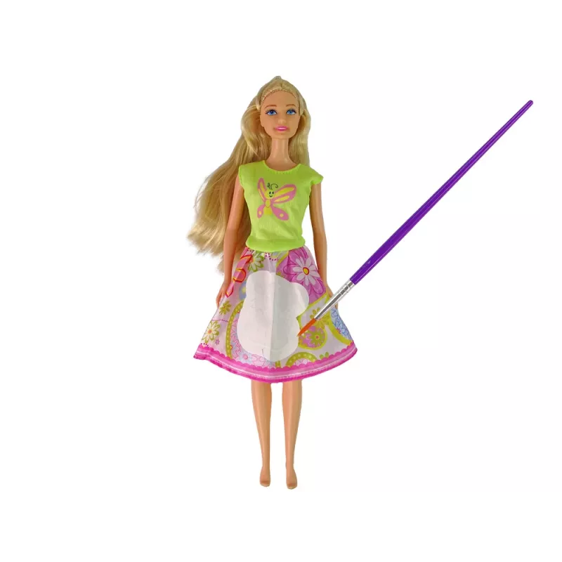 LEAN TOYS Bambola con capelli lunghi e vestito da pittura