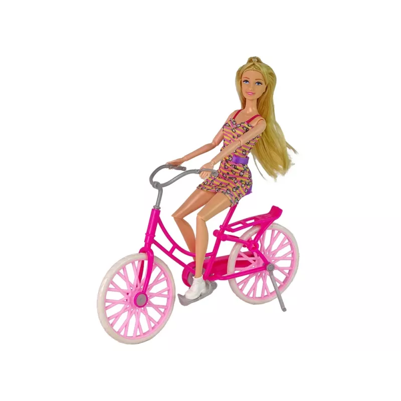 LEAN TOYS Bambola su bicicletta rosa