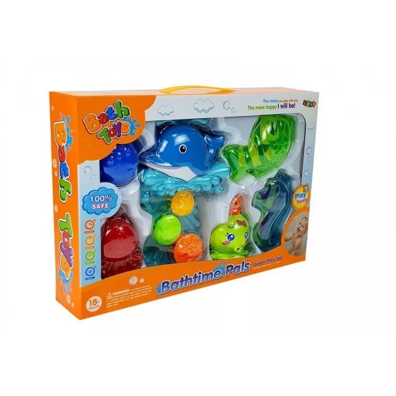 LEAN TOYS Set da bagno delfino animali marini cascata in plastica