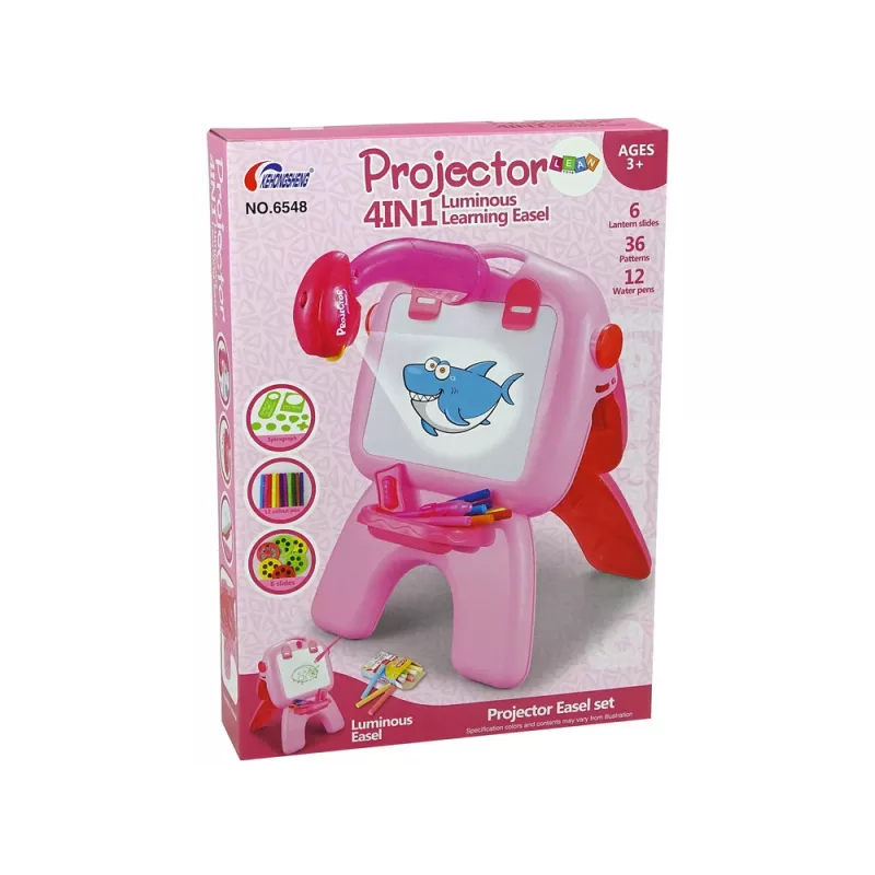 LEAN TOYS Lavagna a doppia faccia gessetti supporto proiettore immagini rosa
