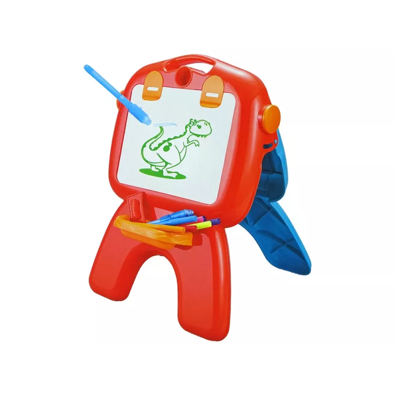 LEAN TOYS Lavagna a doppia faccia con gessetti, supporto e proiettore per immagini, rosso