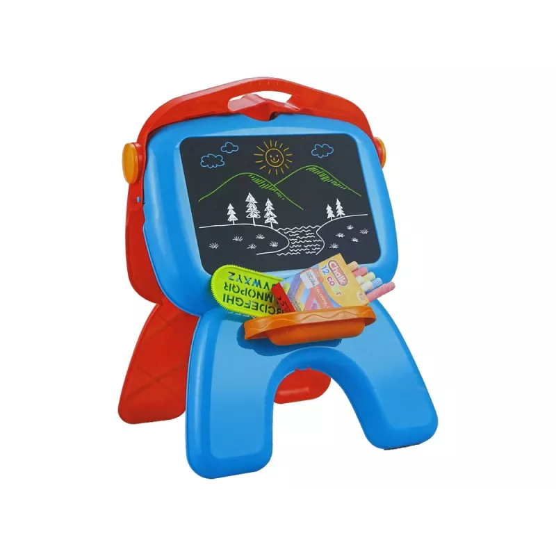 LEAN TOYS Lavagna a doppia faccia con gessetti, supporto e proiettore per immagini, rosso