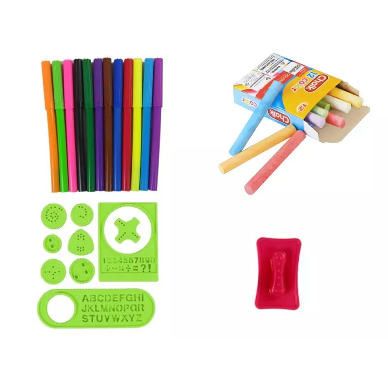 LEAN TOYS Lavagna magnetica a doppia faccia con modelli blu e rossi