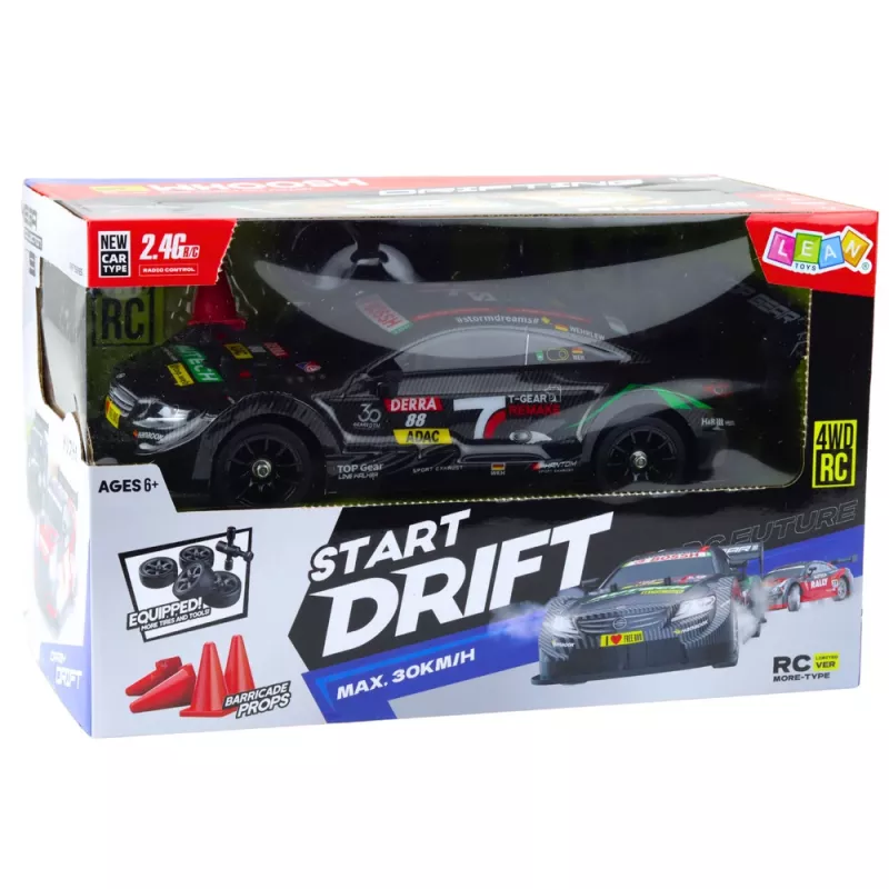 LEAN TOYS Drift Car RC nero carbonio 30 km/h 1:16