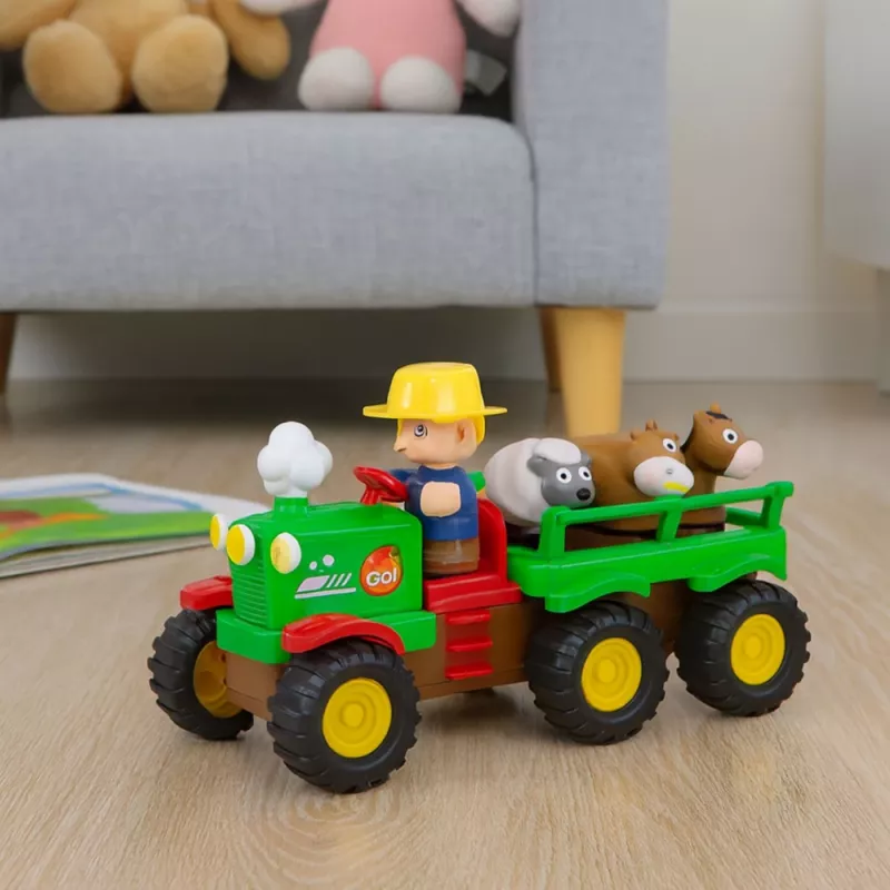 LEAN TOYS Trattore interattivo educativo per bambini piccoli con animali, luci e suoni