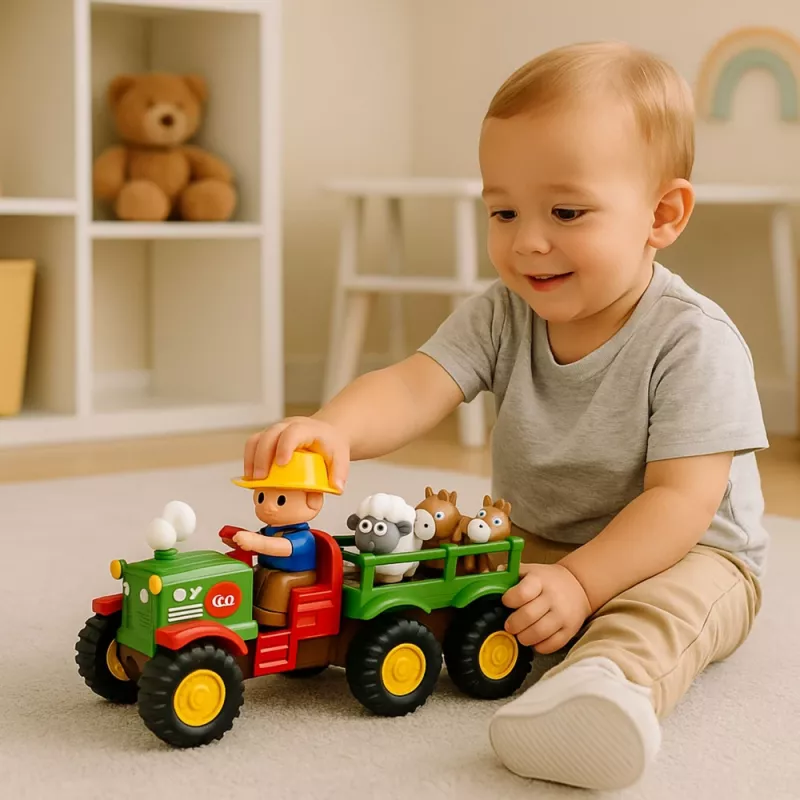 LEAN TOYS Trattore interattivo educativo per bambini piccoli con animali, luci e suoni