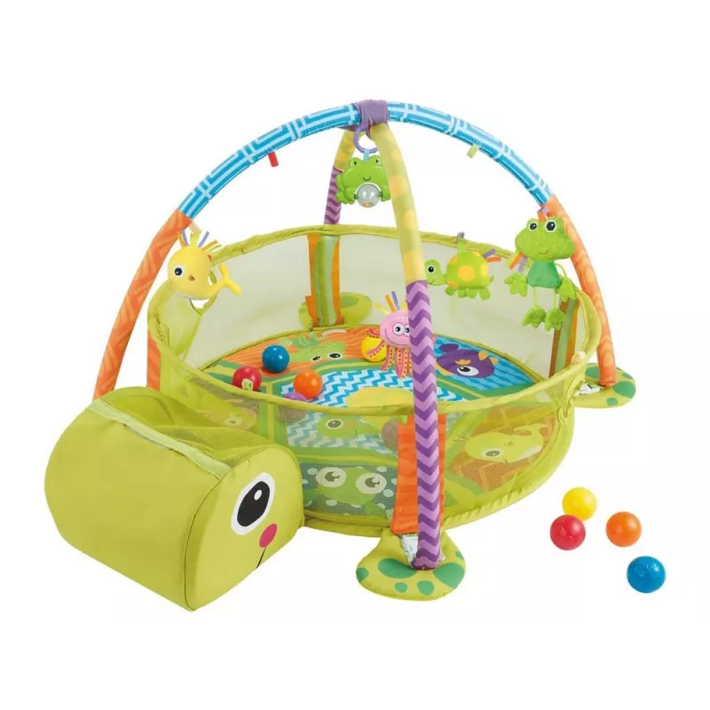 LEAN TOYS Tappeto didattico con recinto tartaruga palline per neonati