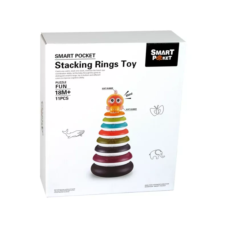 LEAN TOYS Piramide didattica con anelli e ruota con papere