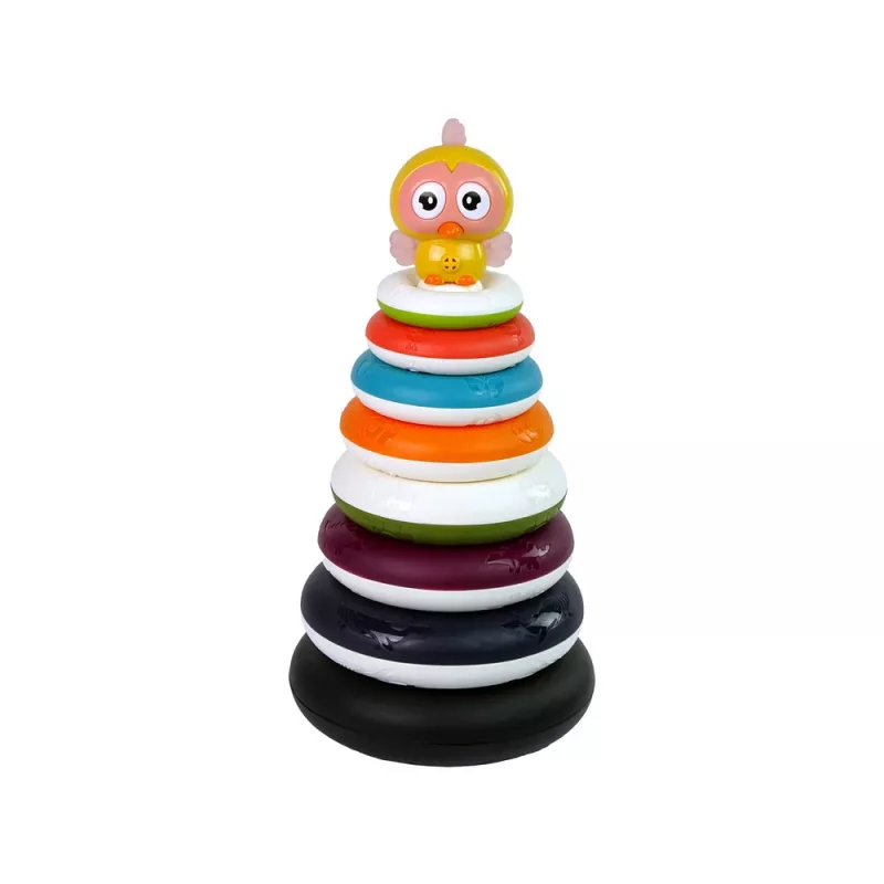 LEAN TOYS Piramide didattica con anelli e ruota con papere
