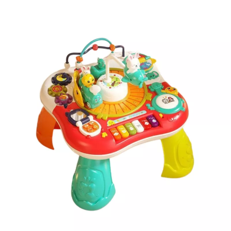 LEAN TOYS tavolo didattico pannello musicale interattivo pianoforte 2 in 1 rosso