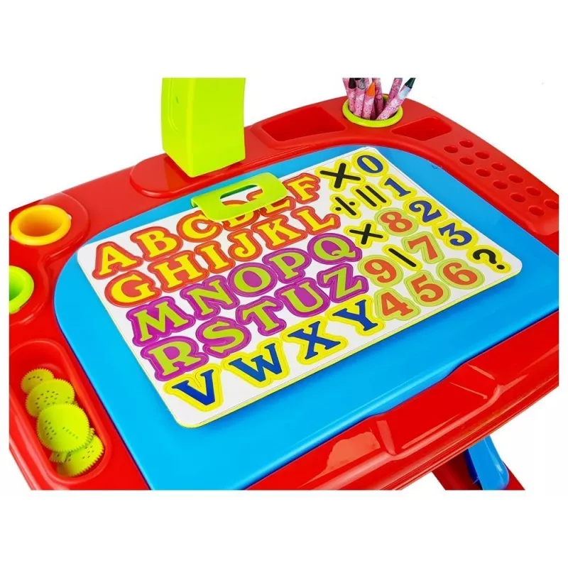 LEAN TOYS Tavolo didattico con proiettore, sedia, pastelli, magneti, lettere e numeri
