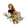 LEAN TOYS bambola Emily con gatto rosa e capelli lunghi
