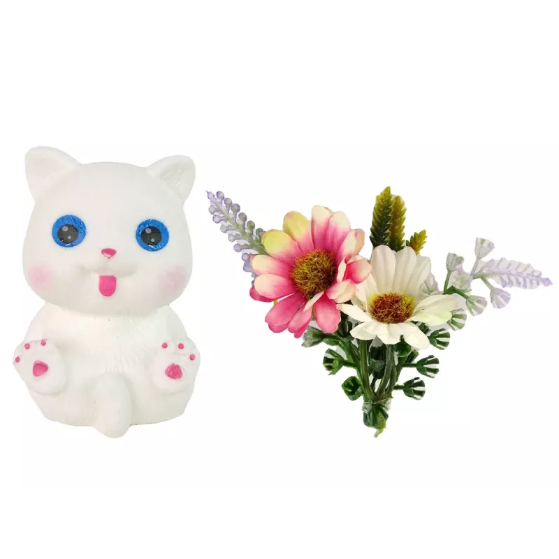 LEAN TOYS bambola Emily capelli lunghi gatto bianco