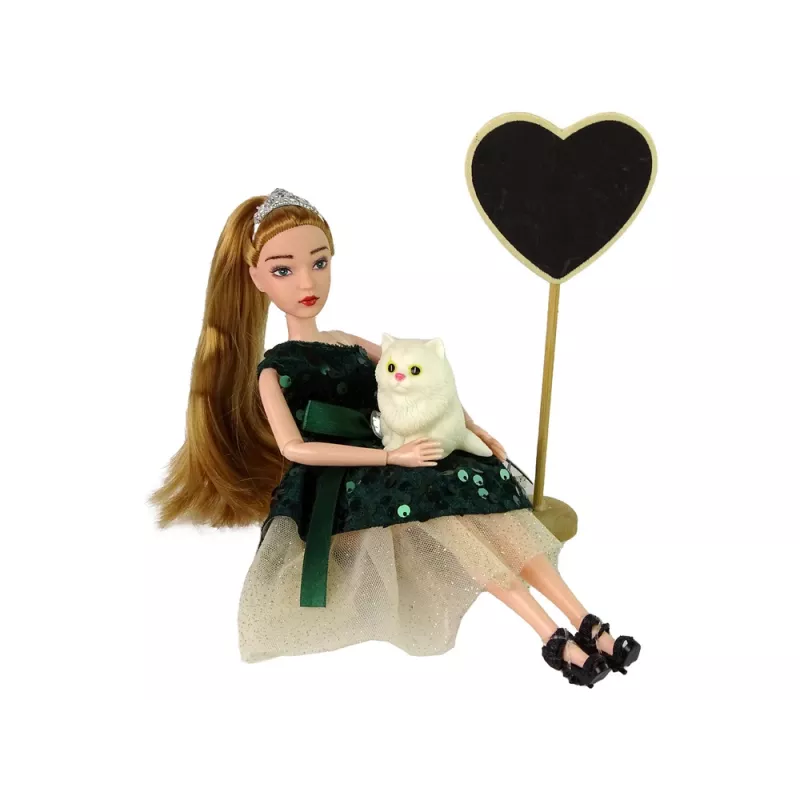 LEAN TOYS bambola Emily Wooden Heart gatto bianco
