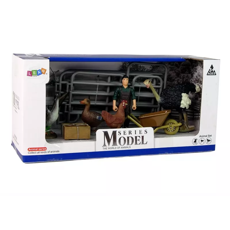 LEAN TOYS Set statuine animali della fattoria contadino uccelli